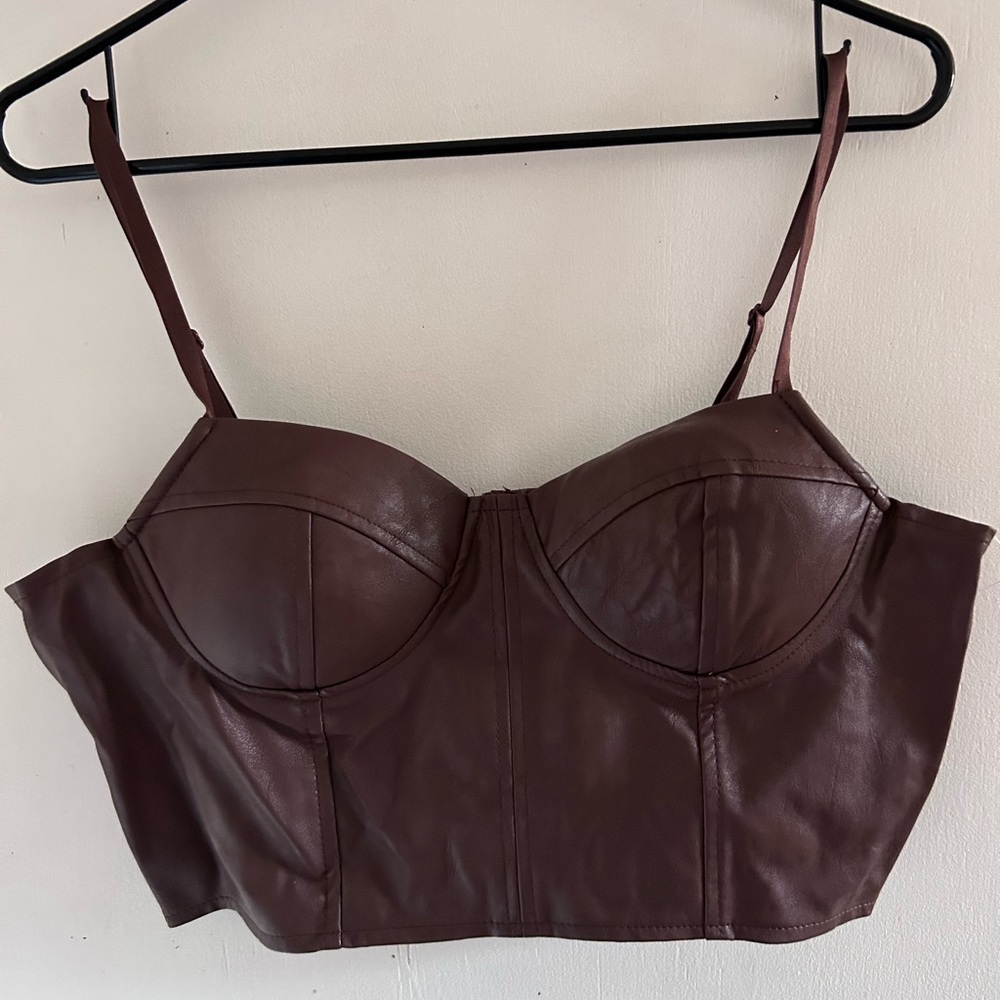 Brown Pleather Top